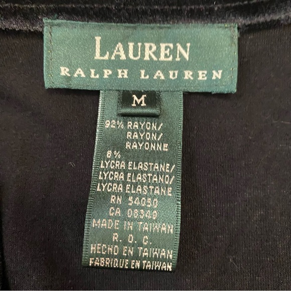 Vtg 90s Preppy black stretch knit velvet collar long sleeve Polo Top - Picture 6 of 8